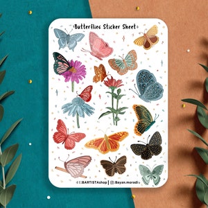 Schmetterlinge Aufkleber Blatt, Planner Aufkleber, Scrapbook Aufkleber, Journal Aufkleber, Schmetterling Aufkleber, Natur, Journal Aufkleber