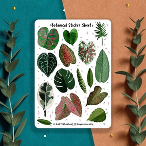Botanisch stickervel, Planner-stickers, Green Leaf Planner-stickers, Journal-stickers, Leafy Plant-stickers, Decoratieve Stickers, NO.2