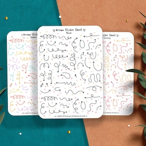 Pfeil Sticker Bogen, Planner Sticker, Journal Sticker, Pfeile Pfeile, Scrapbook Sticker, Notebook Sticker, Dekorativer Funktionsplaner