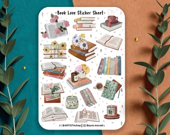 Boekliefde stickervel, dagboekstickers, plannerstickers, plakboekstickers, leessticker, boekstickers, dagboekstickers, boekliefde