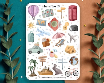 Travel time stickers , Planner sticker , Travel Journal stickers , Scrapbooking , Travel stickers , Holiday , Adventure stickers , Vacation