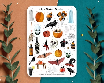 Boo stickervel, Halloween Stickers, Planner Stickers, Journal Stickers, Scrapbook Stickers, Herfststickers, Seizoensgebonden, Halloweenfeest
