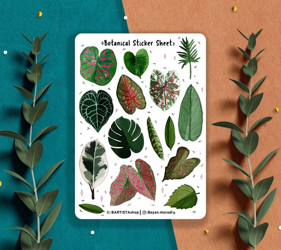 Botanical sticker sheet, Planner stickers, Green Leaf Planner Stickers, Journal stickers, Leafy Plant Stickers, Decorative Stickers ,NO.2