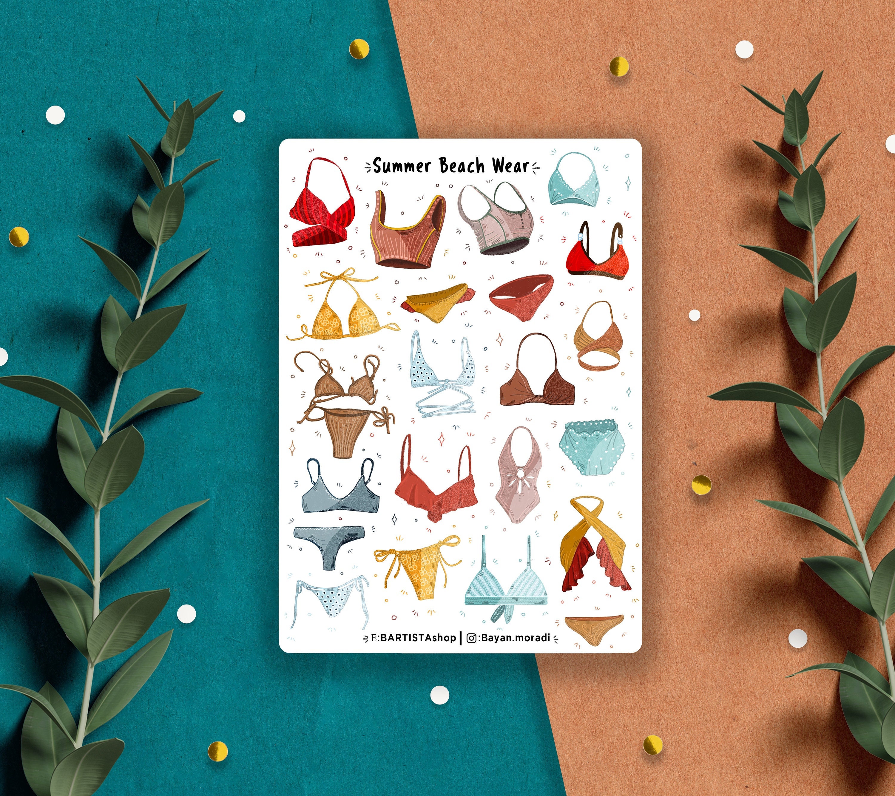 Summer Stickers, Bikini, Planner Stickers, Journal Stickers, Swim Suit ...