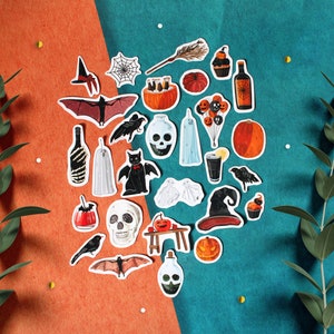 Pack d'autocollants Boo, 28 autocollants d'Halloween, pack d'autocollants, autocollants de journal, autocollants de planificateur, autocollants de scrapbooking, autocollants d'automne, autocollant d'automne
