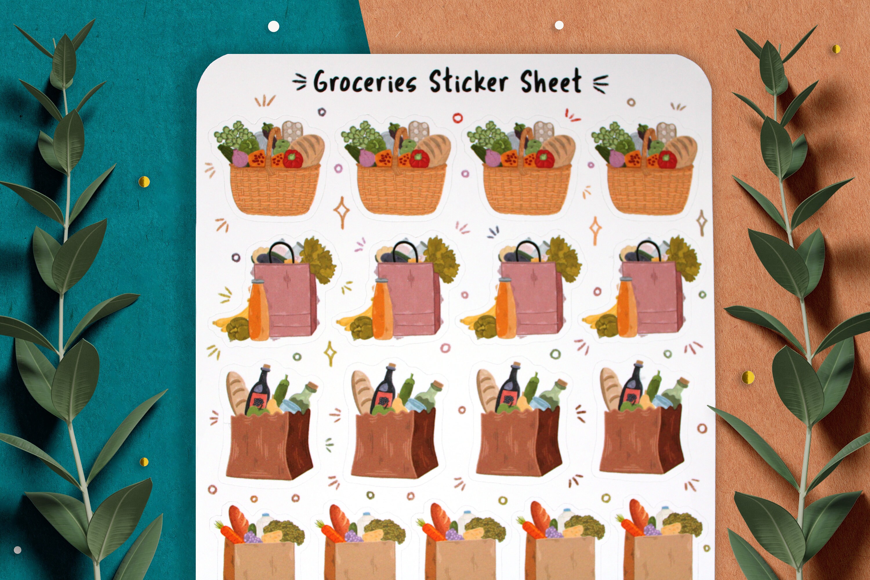Groceries Sticker Sheet , Planner Stickers, Errands Stickers, Chore ...