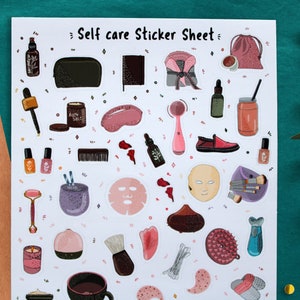 Makeup Sticker sheet, Self care and Beauty stickers, Planner stickers, journal stickers, wellness stickers , beauty stickers, Habit tracker image 4