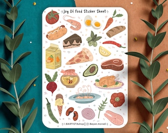 Joy of Food sticker sheet, planner stickers, journal stickers, food stickers, Meal prepping sticker, recipe stickers, Cooking stickers, diet