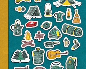 Camping Stickers, travel stickers, planner stickers, journal stickers, outdoor camping stickers, summer stickers, outdoor, nature