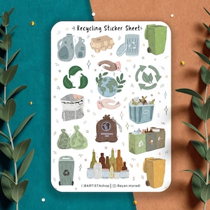 Recycling Stickerbogen, Planner Sticker, Scrapbook Sticker, Trash Sticker, Hausarbeit Sticker, Recycling, Home Bujo Sticker