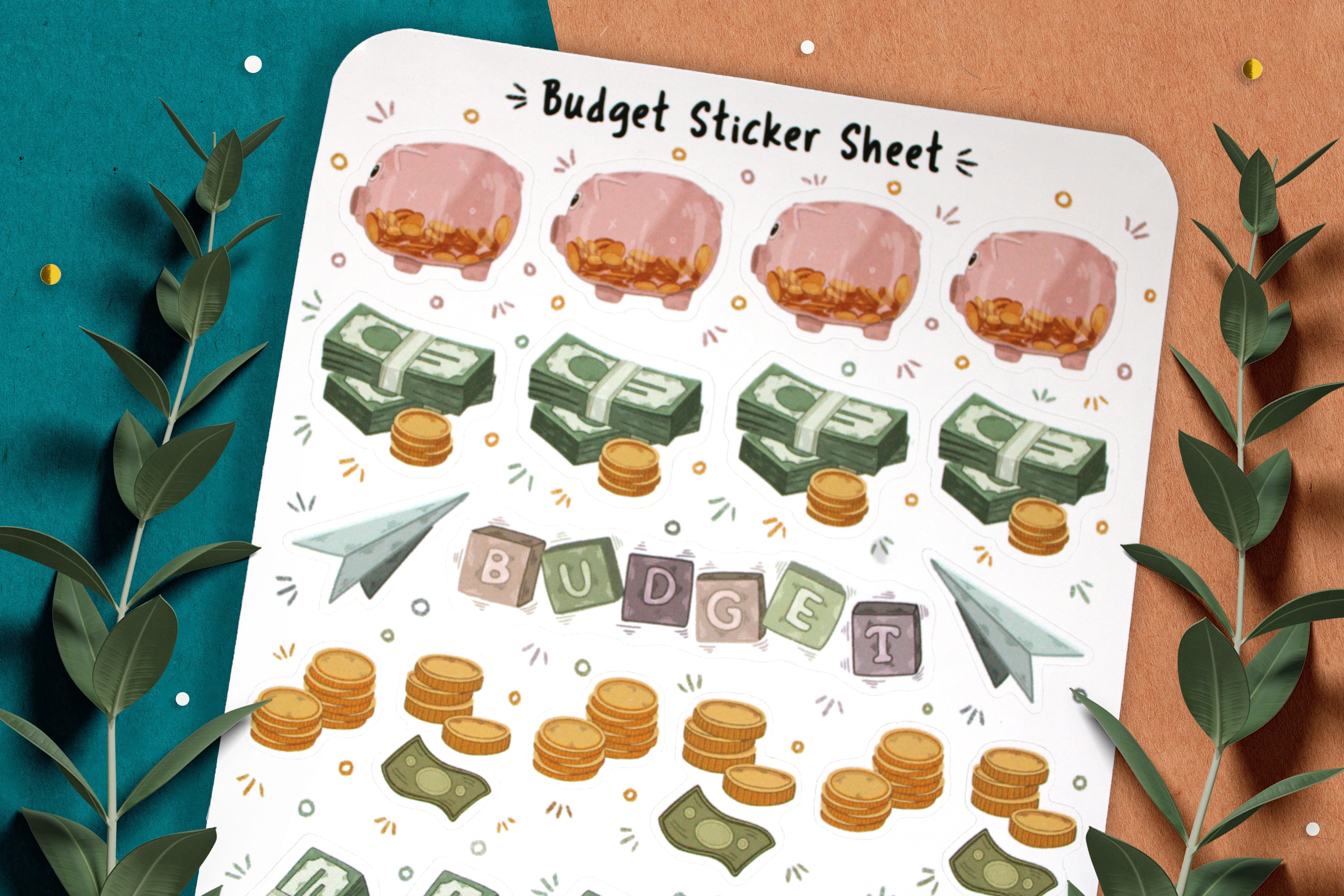 Budget Sticker Sheet , Finance Stickers, Planner Stickers, Scrapbook ...