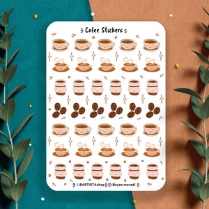 38 Coffee tracker Planner Stickers, Coffee Lover Sticker, Coffee Cup Stickers, Journal Stickers, Calendar Stickers, Coffee love cute sticker