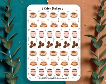 38 Coffee tracker Planner Stickers, Coffee Lover Sticker, Coffee Cup Stickers, Journal Stickers, Calendar Stickers, Coffee love cute sticker