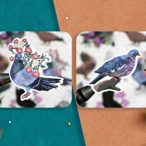Birds Sticker Pack, Birds Love stickers, Journal stickers, Planner stickers, scrapbooking, Nature stickers, crow Raven pigeon, Birdwatching image 8
