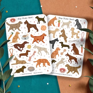 Foglio di adesivi per cani, adesivi per diario, adesivi Planner, adesivi per cani carini, adesivi per animali domestici, illustrazioni per animali domestici, scrapbooking, adesivi per animali