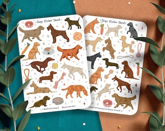 Dogs sticker sheet, Journal stickers, Planner stickers, cute dog stickers, pet stickers, pet illustrations, scrapbooking , animal stickers