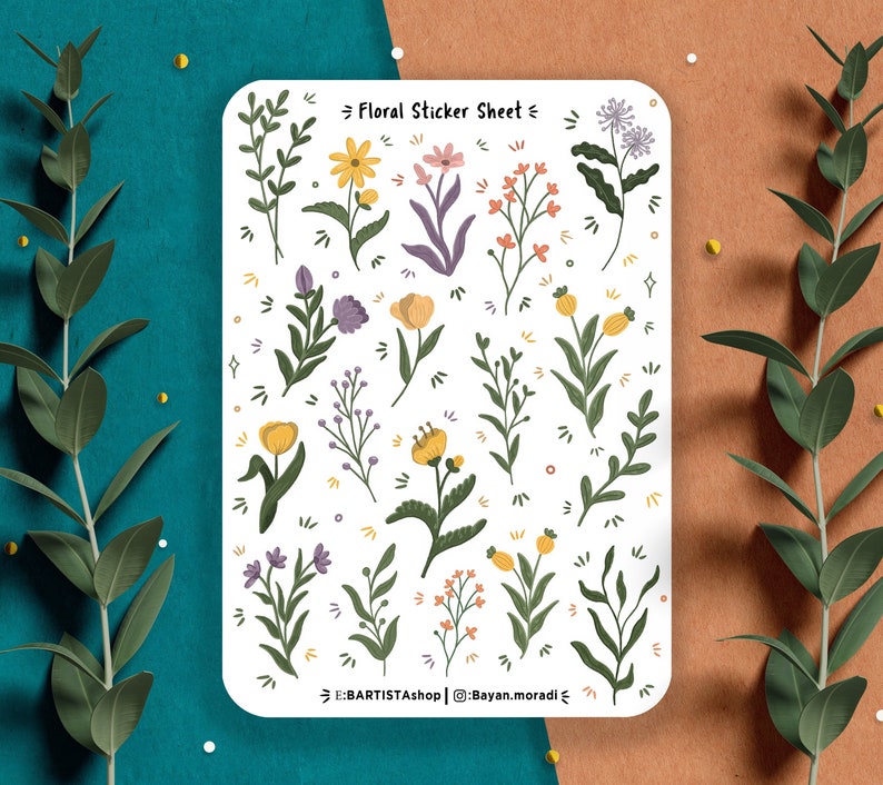 Floral Sticker Sheet , Spring Journal Stickers , Planner Stickers ...