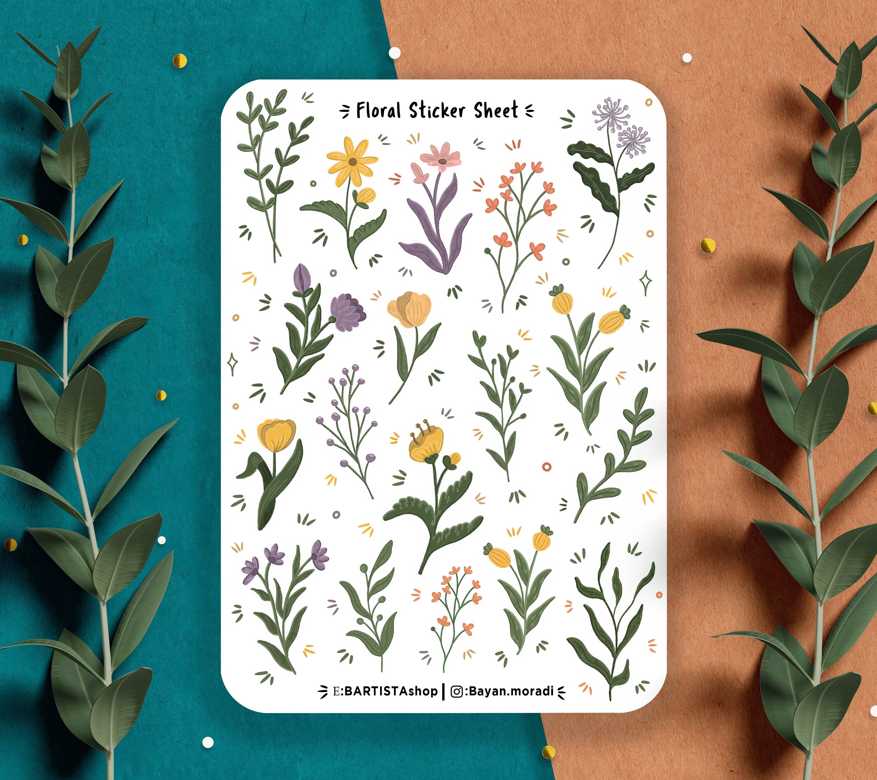Floral Sticker Sheet , Spring Journal Stickers , Planner Stickers ...