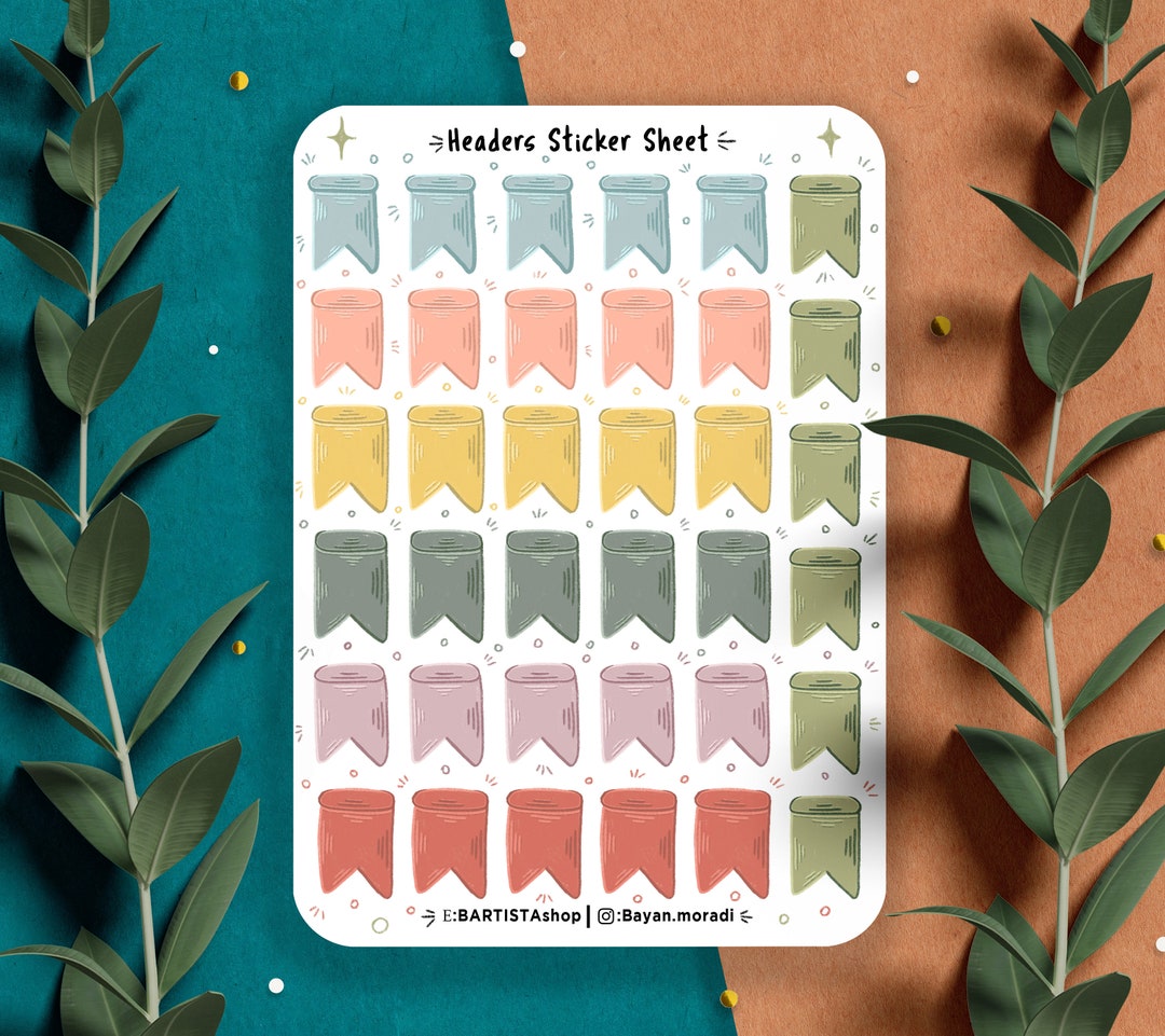 Colourful Headers Sticker Sheet, Header Title List Label Stickers ...
