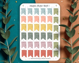 Colourful Headers sticker sheet, Header Title List Label stickers, planner stickers, Journal stickers, To do stickers, Functional stickers