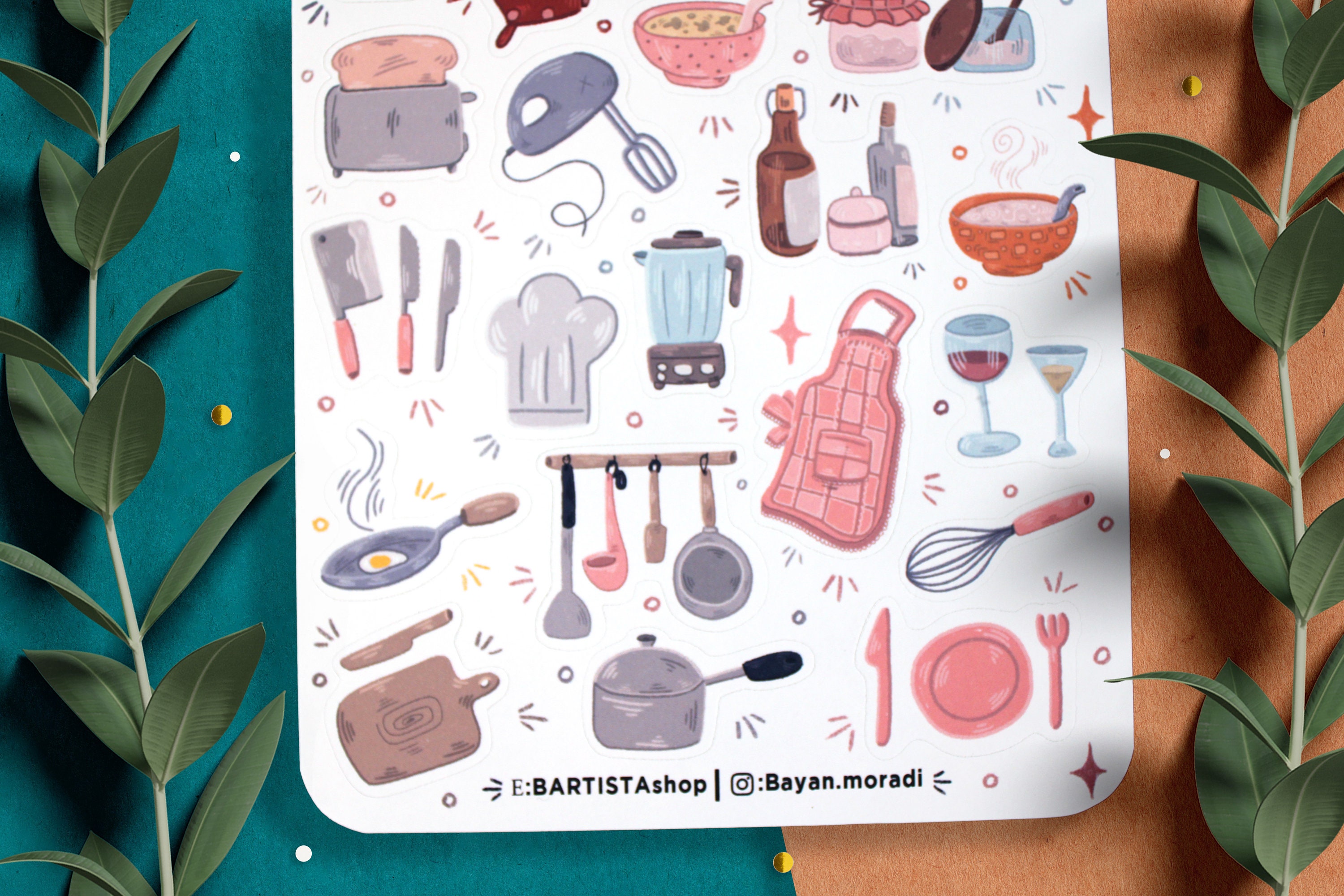 Kitchen Love Sticker Sheet, Planner Stickers, Journal Stickers, Cooking ...