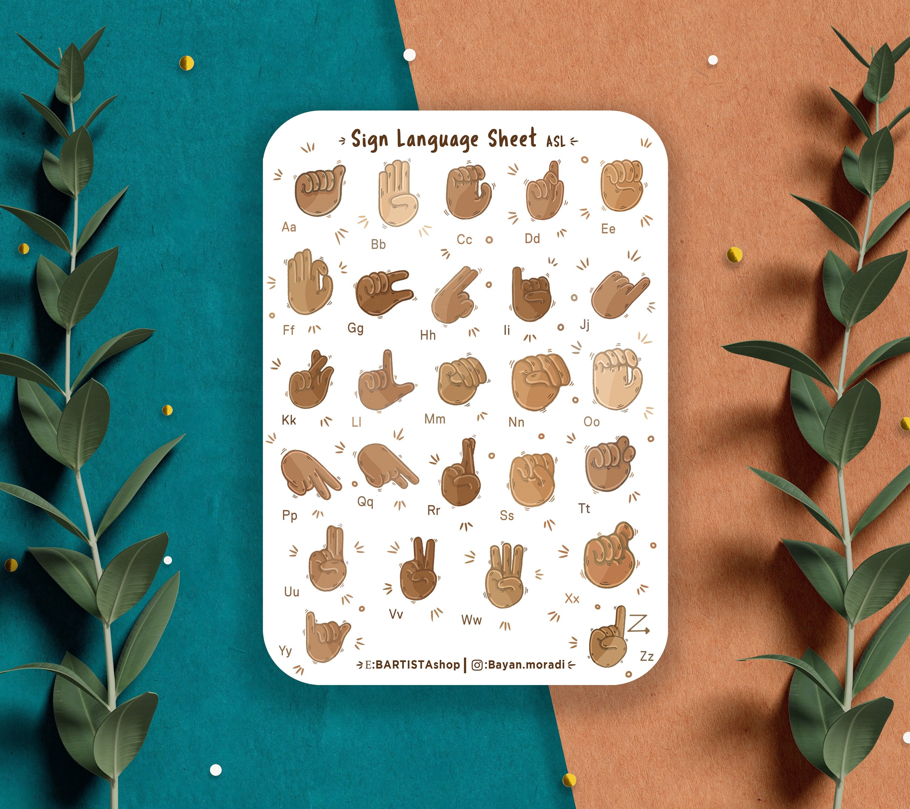 Sign Language Stickers Sheet, Planner Stickers, Bullet Journal Stickers ...