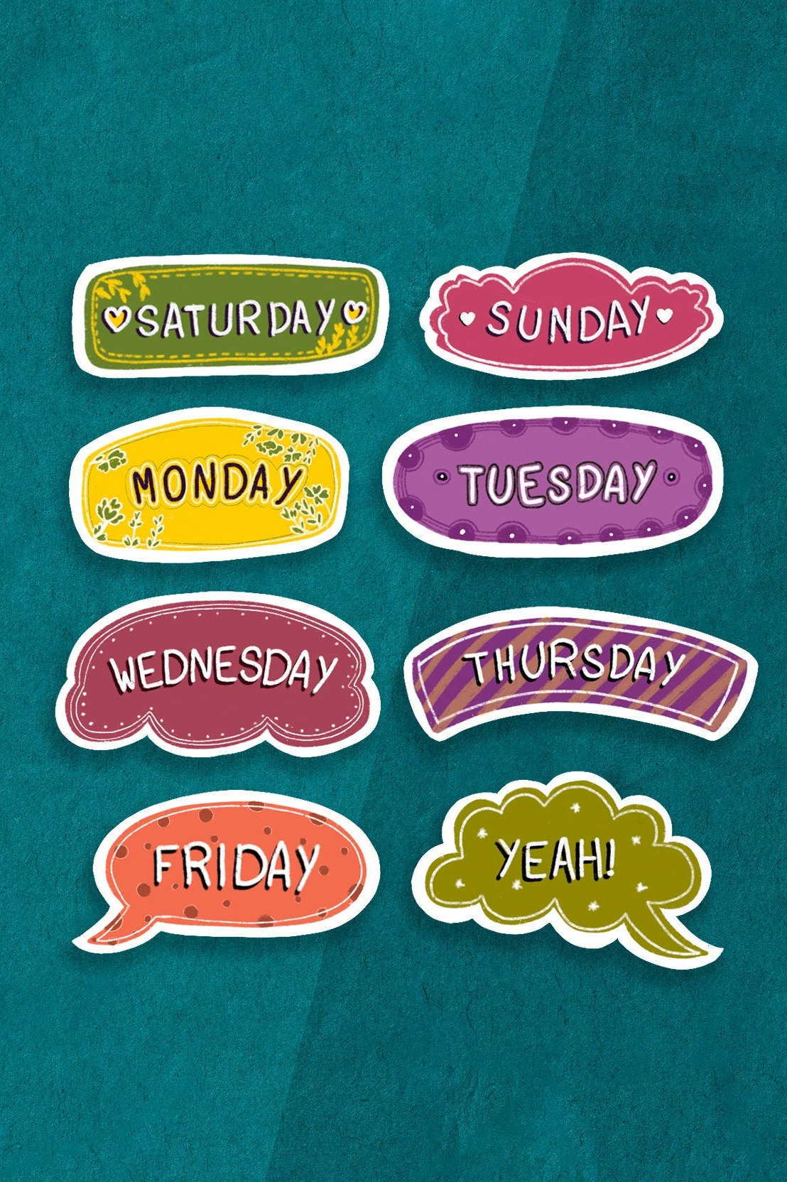Days of the week Stickers planner sticker bullet journal | Etsy