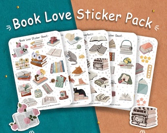 Book love sticker pack , Reading stickers, Planner Stickers, Scrapbook Stickers, Book Stickers, Journal Stickers, book lover Book worm gift