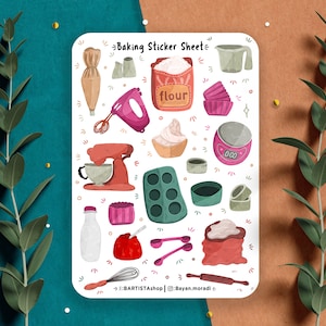 Bakstickervel, bakdagboekstickers, plannerstickers, bakstickers, taartstickers, bakkers kookstickers, keuken, bakker
