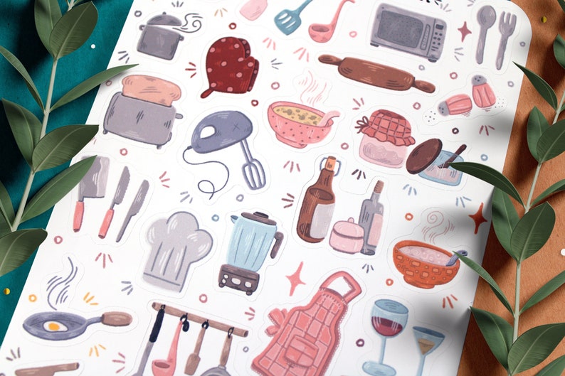 Kitchen Love Sticker Sheet, Planner Stickers, Journal Stickers, Cooking ...