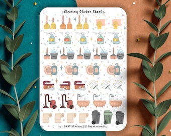 Cleaning Sticker Sheet,  Chores Stickers, Journal stickers, Planner stickers, planning stickers, Scrapbook Journal Stickers, Washing Machine