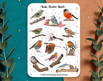 Birds Sticker sheet, Planner Stickers, scrapbook stickers, spring Journal Stickers, nature sticker, spring summer stickers , cute sticker