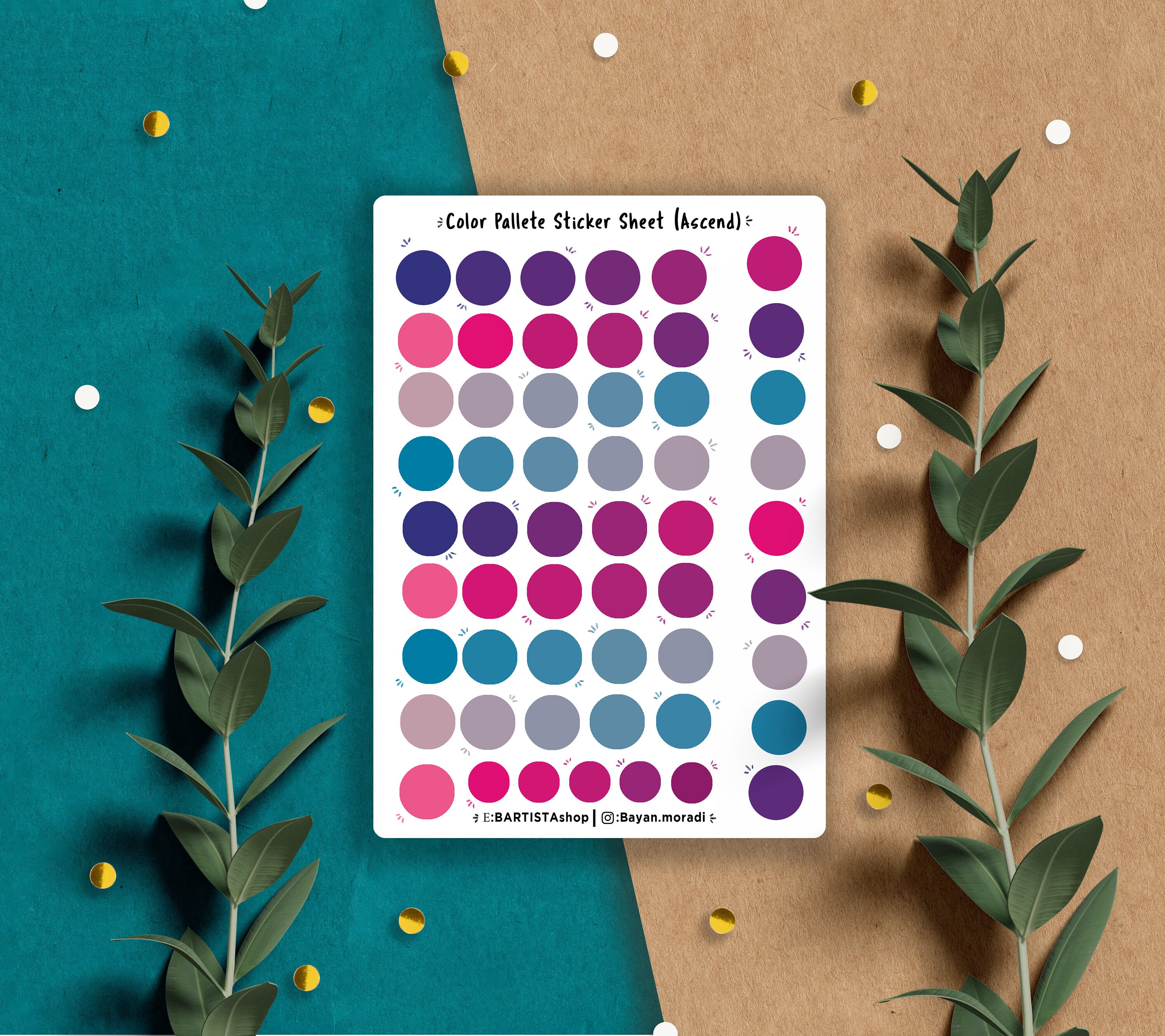 Sample Colour Stickers Circular Colour Stickers, 55 Colour Pallet Stickers, Planner Stickers ...