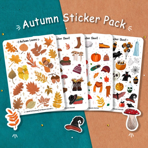 Autumn Sticker Pack, Autumn stickers, Journal stickers, Planner stickers, Fall sticker, seasonal sticker, Halloween Stickers, Autumn Planner