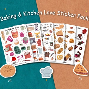Paquete de pegatinas de amor para hornear, paquete de pegatinas de cocina, pegatinas de diario, pegatinas para hornear, pegatinas de planificador, pegatinas de cocina, accesorios de cocina