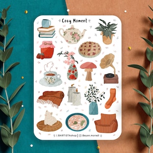 Stickervel gezellig moment, plannerstickers, dagboekstickers, plakboekstickers, gezellige stickers, hygge-stickers herfstwinter, leuk cadeau