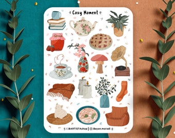 Cozy Moment Sticker sheet, Planner Stickers, Journal Stickers, Scrapbook Stickers, Cozy Stickers, Autumnal Winter Hygge Stickers, cute gift