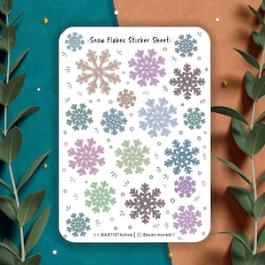 Folha de adesivos de flocos de neve, adesivos de inverno, adesivos de diário, adesivos de planejador, adesivos de Natal, adesivos festivos, scrapbooking, feriado