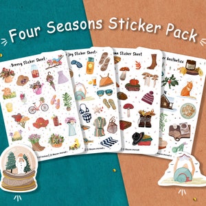 Paquete de pegatinas de cuatro estaciones, pegatinas de temporada, pegatinas de planificador, pegatinas de diario, álbumes de recortes, primavera verano otoño invierno, pegatinas de calendario