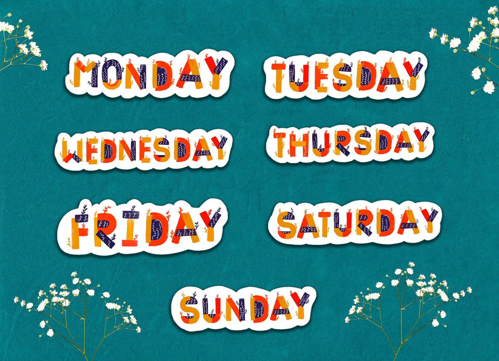 Days of the week stickers 28 cute illustrated weekday | Etsy