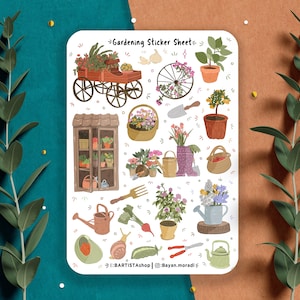 Feuille d'autocollants de jardinage, autocollants de journal de printemps, autocollants de planificateur, feuille d'autocollants de jardinage, autocollants d'album, autocollants de printemps, bujo