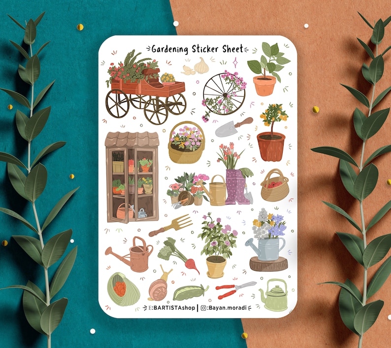 Gardening Sticker Sheet, Spring Journal Stickers , Planner Stickers ...