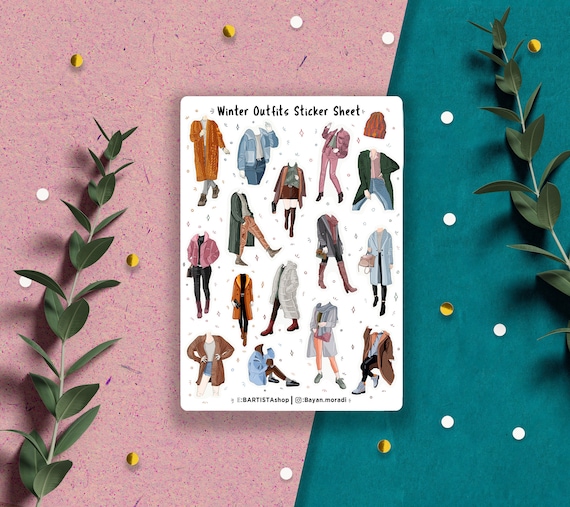 Winter outfits stickers, Planner stickers, journal stickers, bujo stickers, cosy outfits stickers, Fashion stickers, Autumn, Winter, Cosy