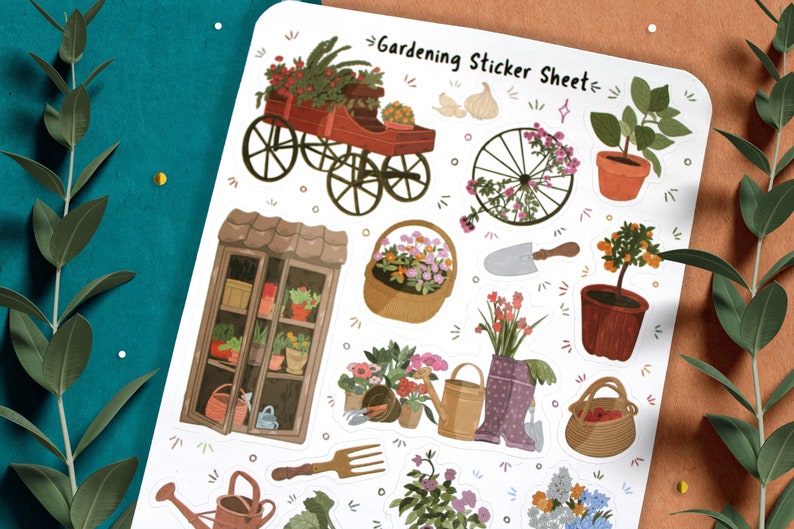 Gardening Sticker Sheet, Spring Journal Stickers , Planner Stickers ...