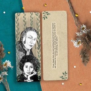Author bookmark, feminist author bookmarks, Female author bookmark, original illustrated bookmark, Bell Hooks bookmark