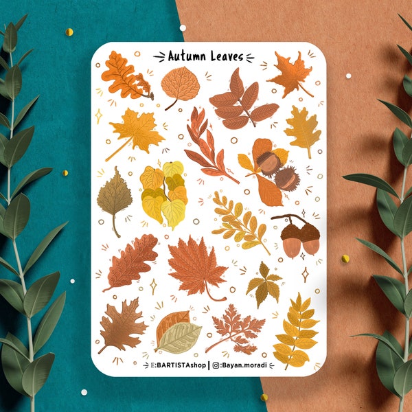 Autumn Leaves sticker sheet, Autumn Stickers, Halloween, Planner Stickers, Journal Stickers, Scrapbook Stickers, Fall Sticker, Seasonal, Boo