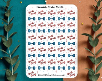 52 Dumbbells Stickers, Planner stickers, Gym Stickers, Workout Icon Stickers, Journal Stickers, Fitness tracker, self-care stickers, health
