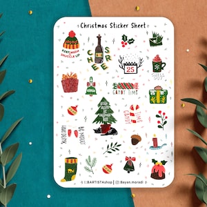 Weihnachten Sticker Bogen, Planer Sticker, Scrapbook Sticker, Journal, Weihnachts Sticker, Winter Sticker, gemütliche Sticker