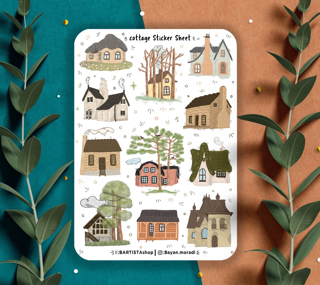 Cottage Sticker Sheet, Journal Stickers, Planner Stickers, Cosy Cottage ...