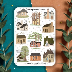 Feuille d'autocollants pour chalet, autocollants pour carnet de notes, autocollants pour agenda, autocollants chalet confortable, autocollants campagne, Cottagecore, autocollants Hygge